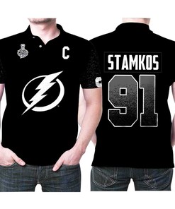 Show your support for Steven Stamkos, the Tampa Bay Lightning Player with this black jersey style Polo Shirt