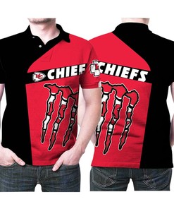Show your support for the Kansas City Chiefs Monster Energy NFL American football team logo 3D print polo shirt