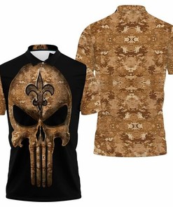Show your support in style with the Camouflage Skull New Orleans Saints American Flag 3D All Over Print Polo Shirt!