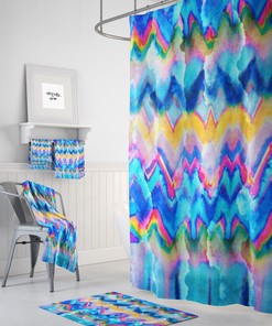Shower Curtain, Boho Hippie, Faux Tie-Dye, Optional Towels ,Bath Mat, Colorful Bathroom Decor