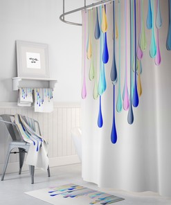 Shower Curtain, Gypsy Rain Drops, Boho Chic, Optional Bath Mat and Bath Towels with Unique Shower Curtains Print