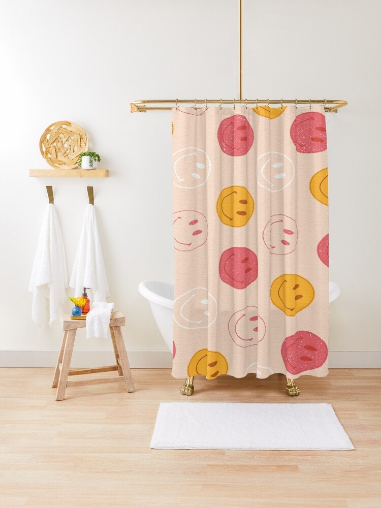 Shower Curtain Happy Smiles | Perfect Gift | Eco-Friendly, Waterproof | Smile Decor | With Hooks Included - Image 2
