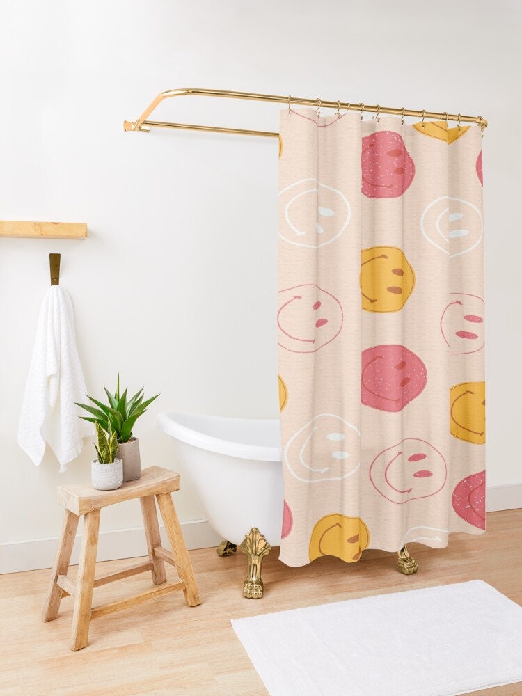 Shower Curtain Happy Smiles | Perfect Gift | Eco-Friendly, Waterproof | Smile Decor | With Hooks Included - Image 3