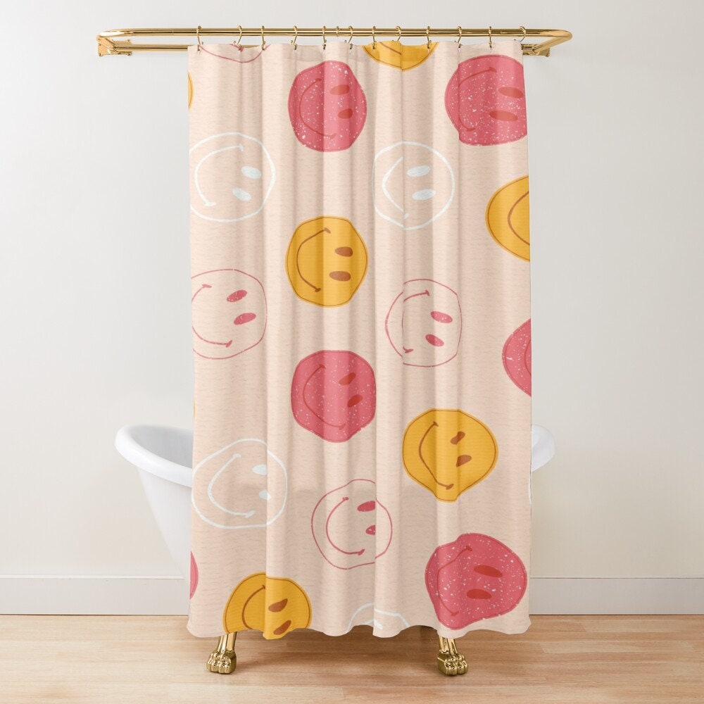 Shower Curtain Happy Smiles | Perfect Gift | Eco-Friendly, Waterproof | Smile Decor | With Hooks Included - Image 4