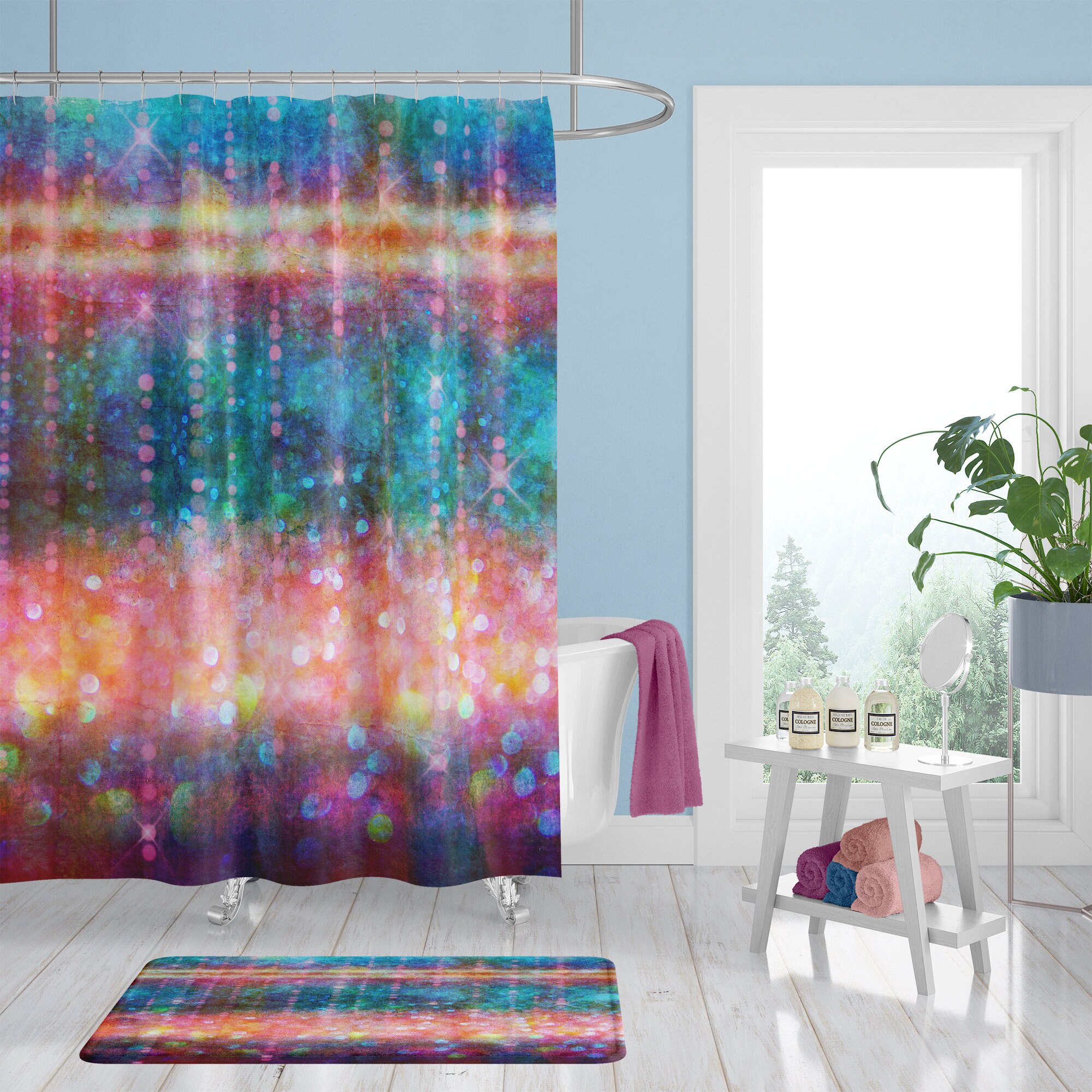 Shower Curtain, Home Decor, Boho Shower Curtains, Bath Mat, Bath Towels, Bathroom Sets Bohemian Rain - Image 2