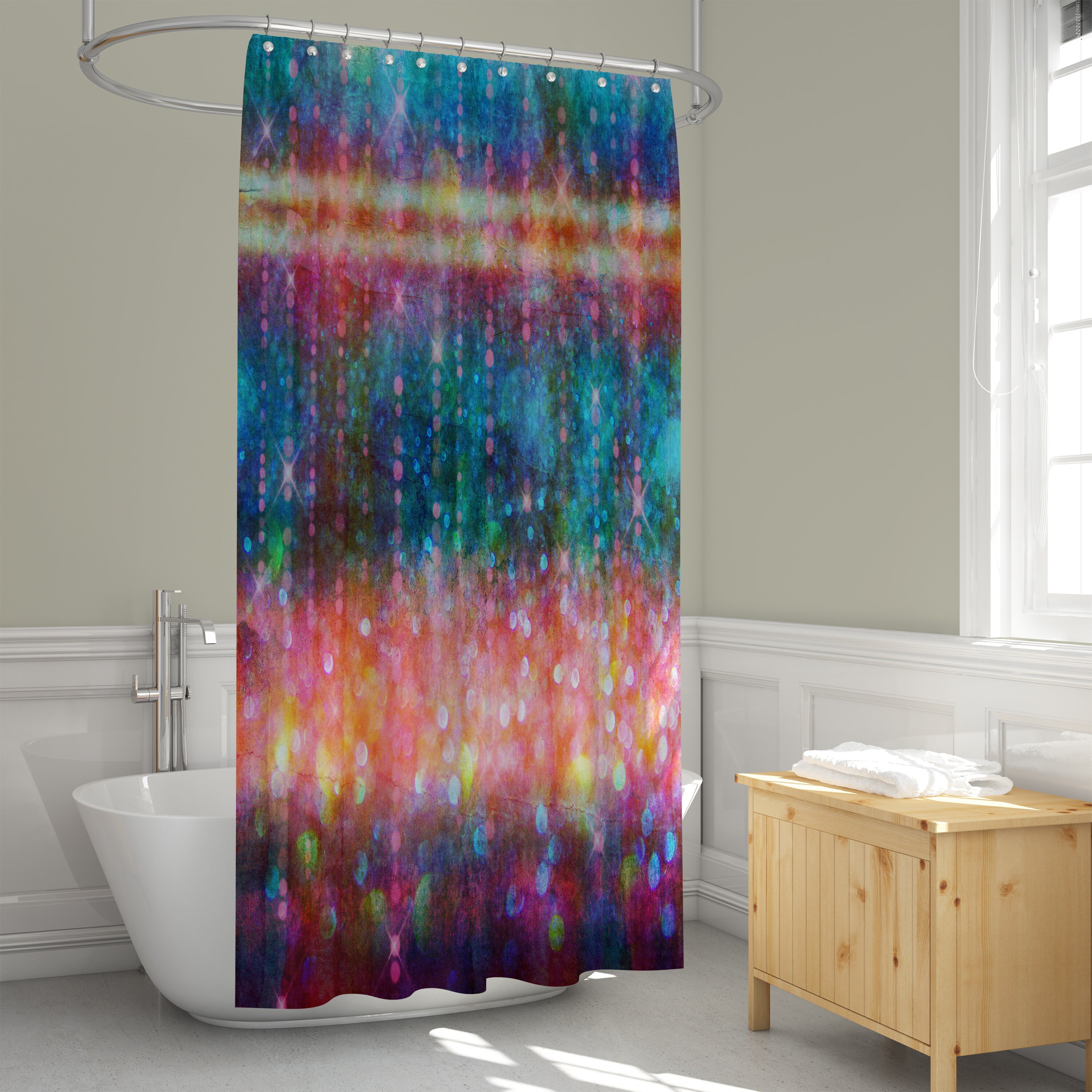 Shower Curtain, Home Decor, Boho Shower Curtains, Bath Mat, Bath Towels, Bathroom Sets Bohemian Rain - Image 3