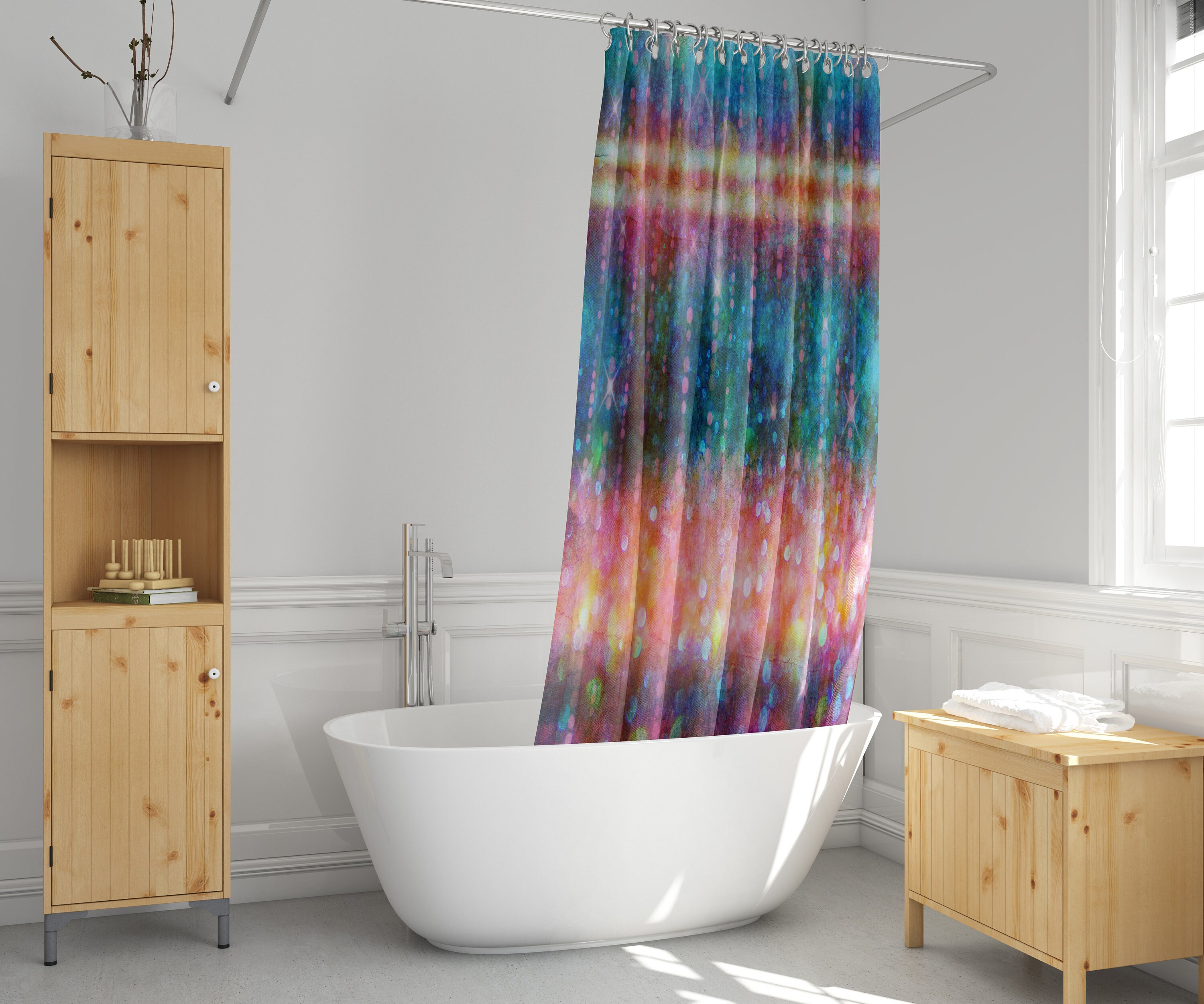 Shower Curtain, Home Decor, Boho Shower Curtains, Bath Mat, Bath Towels, Bathroom Sets Bohemian Rain - Image 4