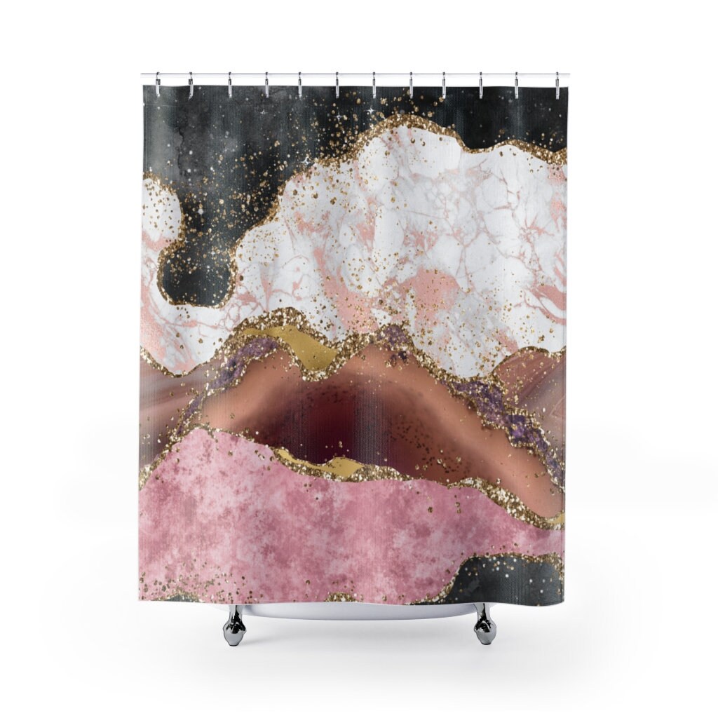 Shower Curtain Set for Restroom Decor - 71 x 71 inch Design and Bath Accessories Included