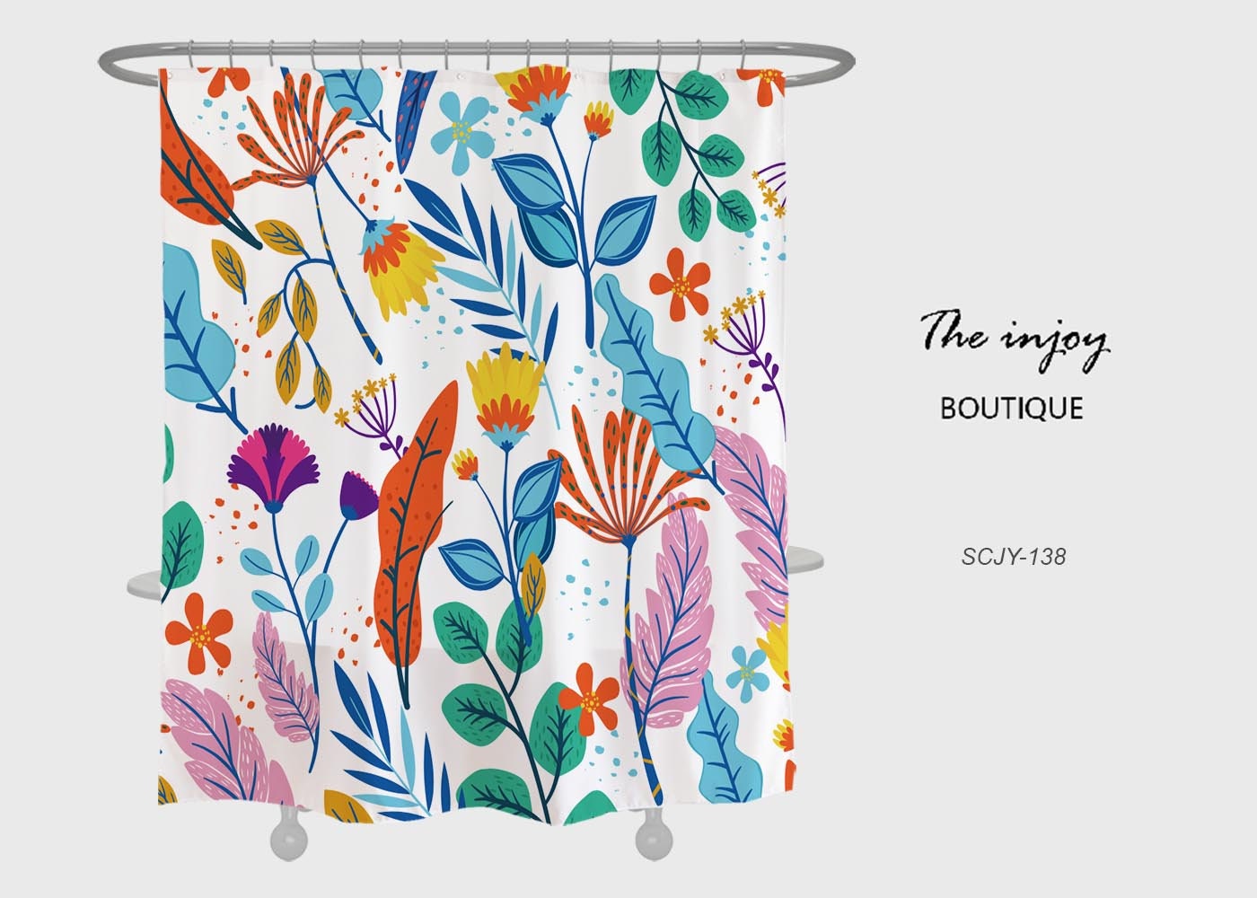 Shower Curtains Decorative, Colorful Flowers with Unique Design, Tropical Plants Bathroom Bathtubs Home Decor
