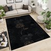 Simple Black 3D Lotus Flower Area Rugs with Rug Pad Fine Pile High Density for Living Room, Study, and Kitchen