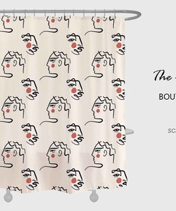 Simple Style Art Line Pattern Shower Curtain | Waterproof & Washable for Bath | Customized Sizes