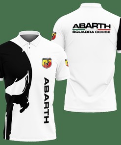 Simple and Chic: 3D Printed Abarth Nct-Va Polo Shirt Ver 2 in White with Personalized 3D Design