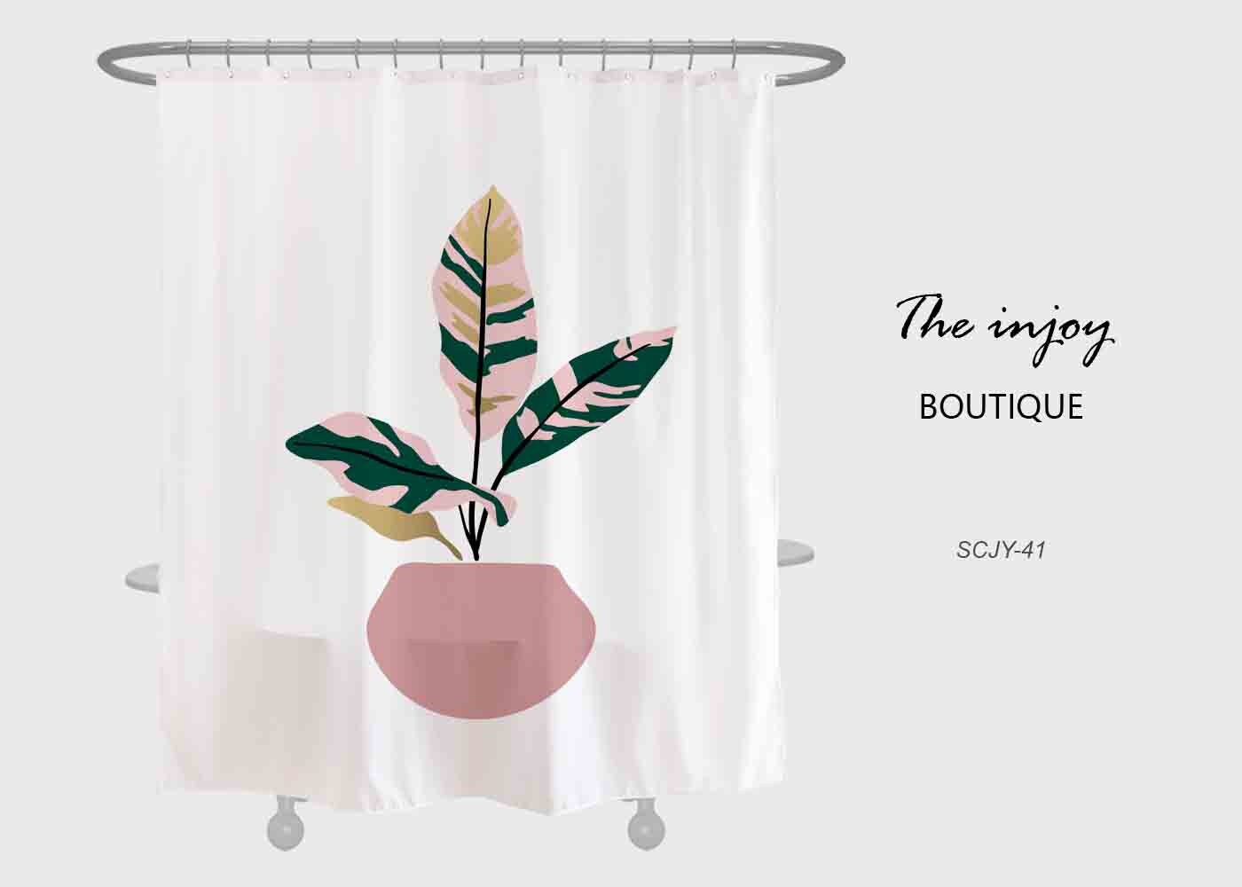 Simple and Elegant Leaves Shower Curtain, Waterproof Bathroom Decor, Customizable Sizes