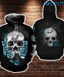 Skeleton Roses Black Unique Philadelphia Eagles 3D Hoodie with Custom Print