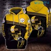Skeleton With Hat Holding Football Helmet - Steelers 3D All Over Print Hoodie