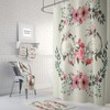 Skull Bathroom Decor with Floral and Beige Pink Shower Curtain