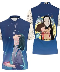 Sky Bubbles and Nigihayami Kohaku Nushi Will Mesmerize You in This Spirited Away Polo Shirt in 3D.