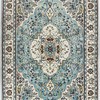 Sky/Baby Blue Persian Floral Medallion Area Rug with Vortex Rugs for Living Room - Washable Non-Slip Carpet