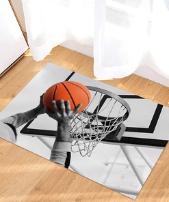 Slam Dunk Basketball Sports Grey Personalized Area Rug for Boys' Room and Living Room Decoration