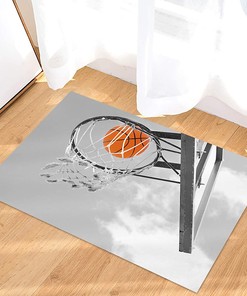 Slam Dunk Personalized Sports Basketball Grey Area Rug for Home Decoration in Living Room or Bedroom