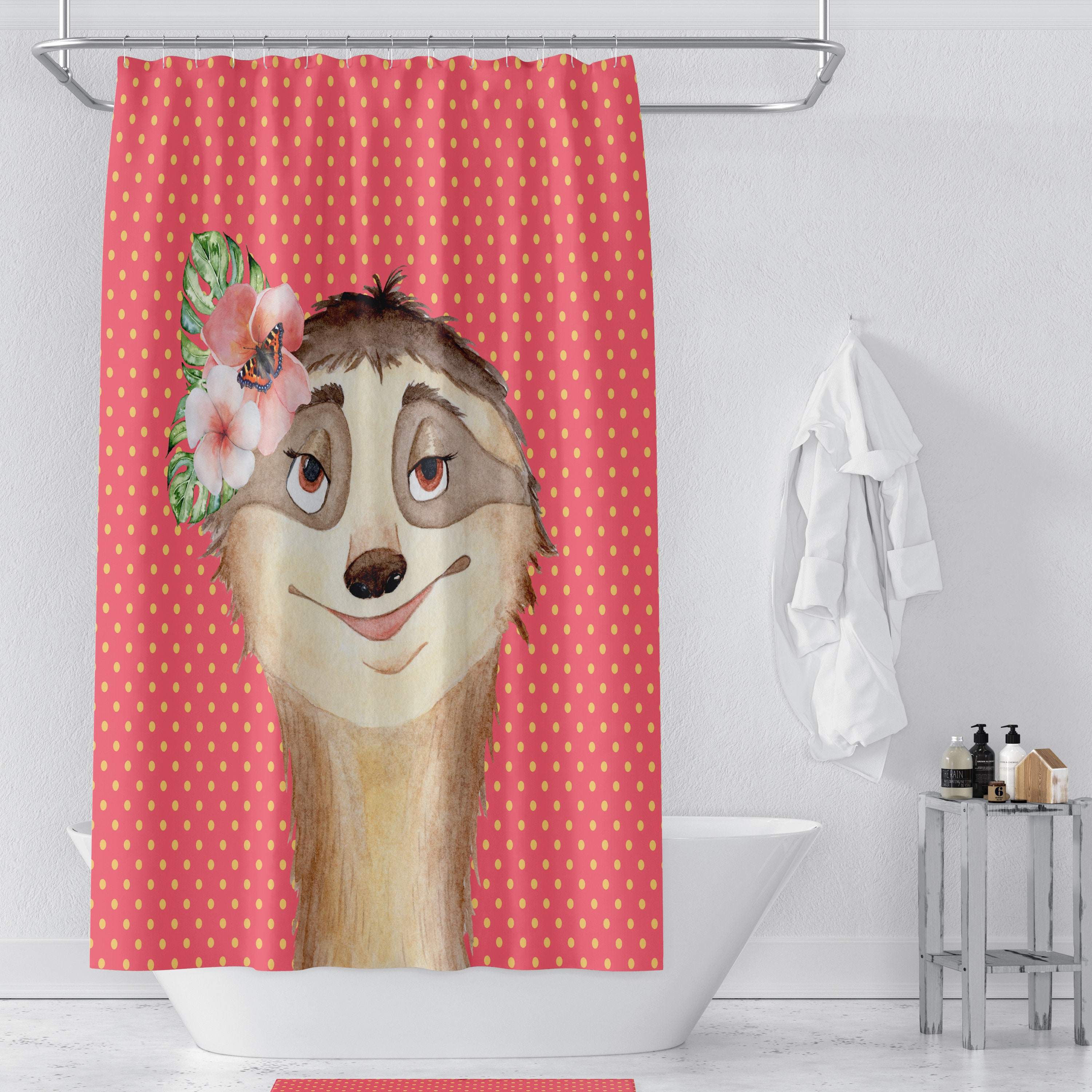 Sloth Disney Shower Curtain Set with Optional Pink Coral Bathroom Accessories - Image 2