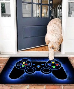 Small Black Gamepad Design Gamer Area Rug for Stylish Living Room