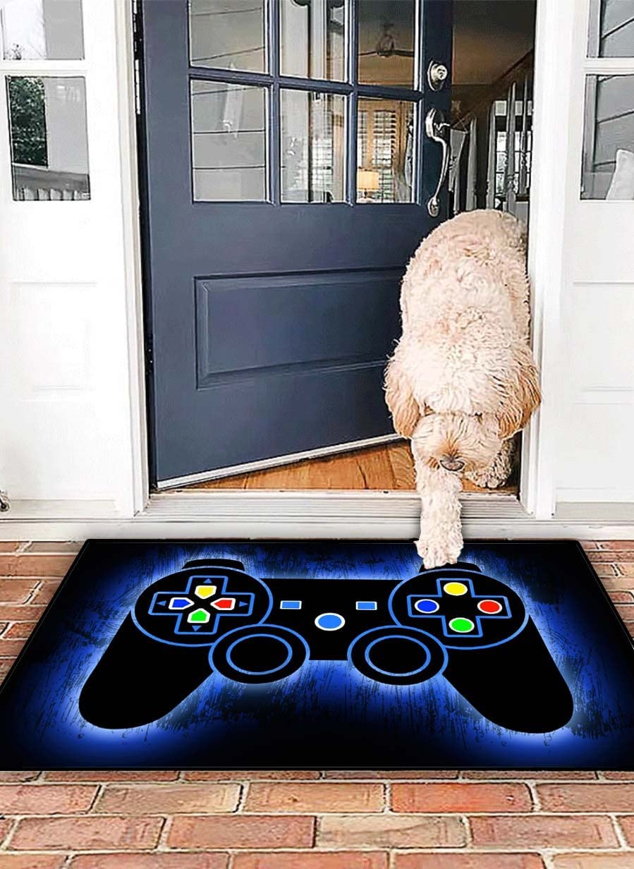 Small Black Gamepad Design Gamer Area Rug for Stylish Living Room