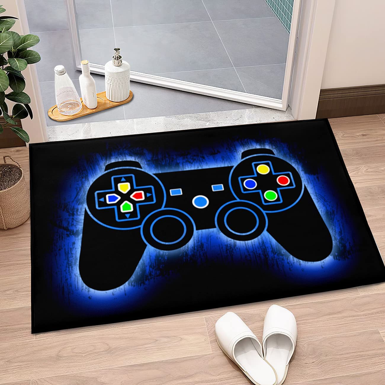 Small Black Gamepad Design Gamer Area Rug for Stylish Living Room - Image 2