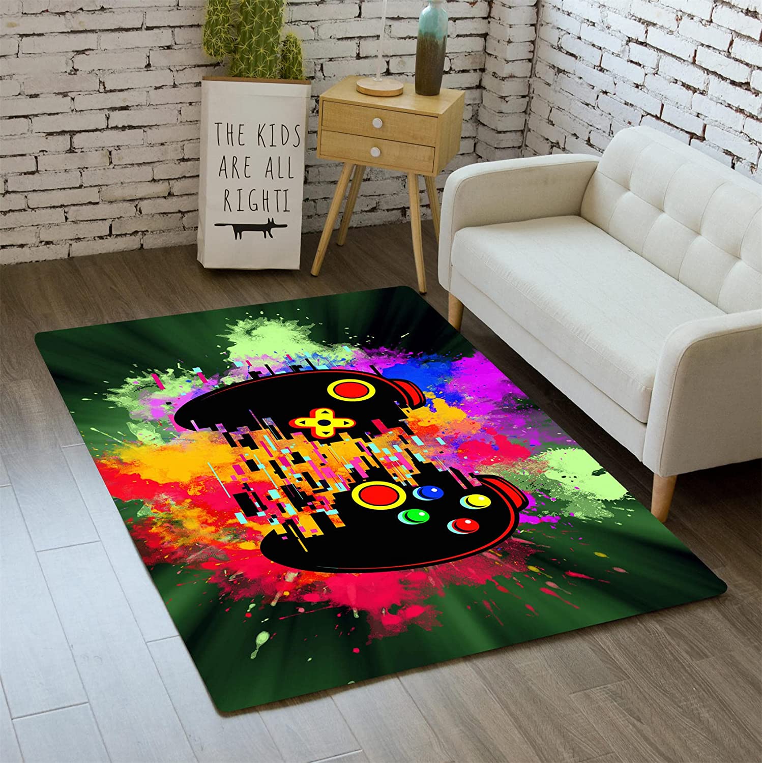 Small Gaming Area Rug for Boys Room with Floor Pad Rugs Standing Mat - Image 2