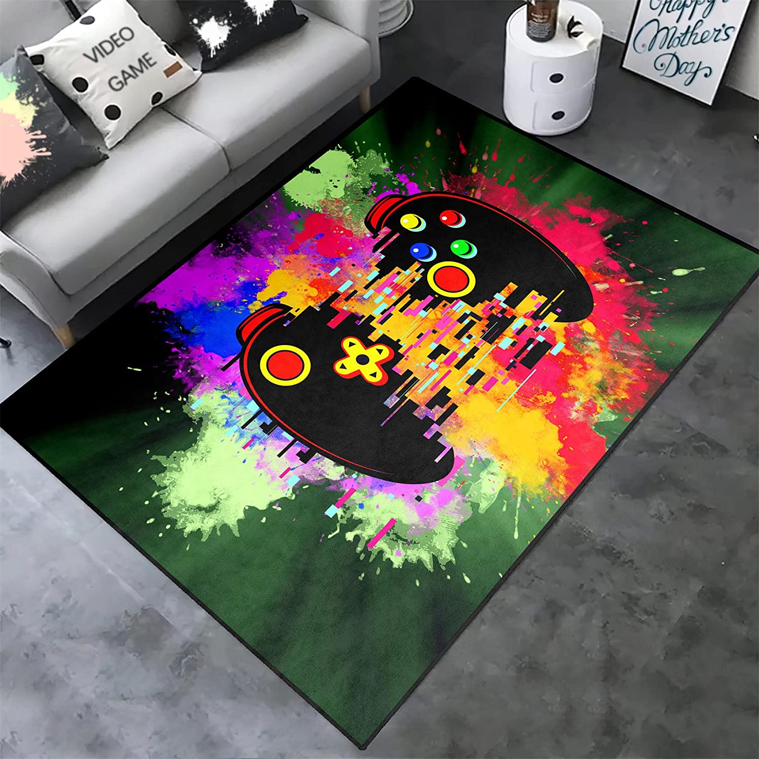 Small Gaming Area Rug for Boys Room with Floor Pad Rugs Standing Mat - Image 3