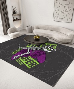 Small Non-Slip Floor Mat - Black Controller Gamepad Carpets for Kids Bedroom/Living Room