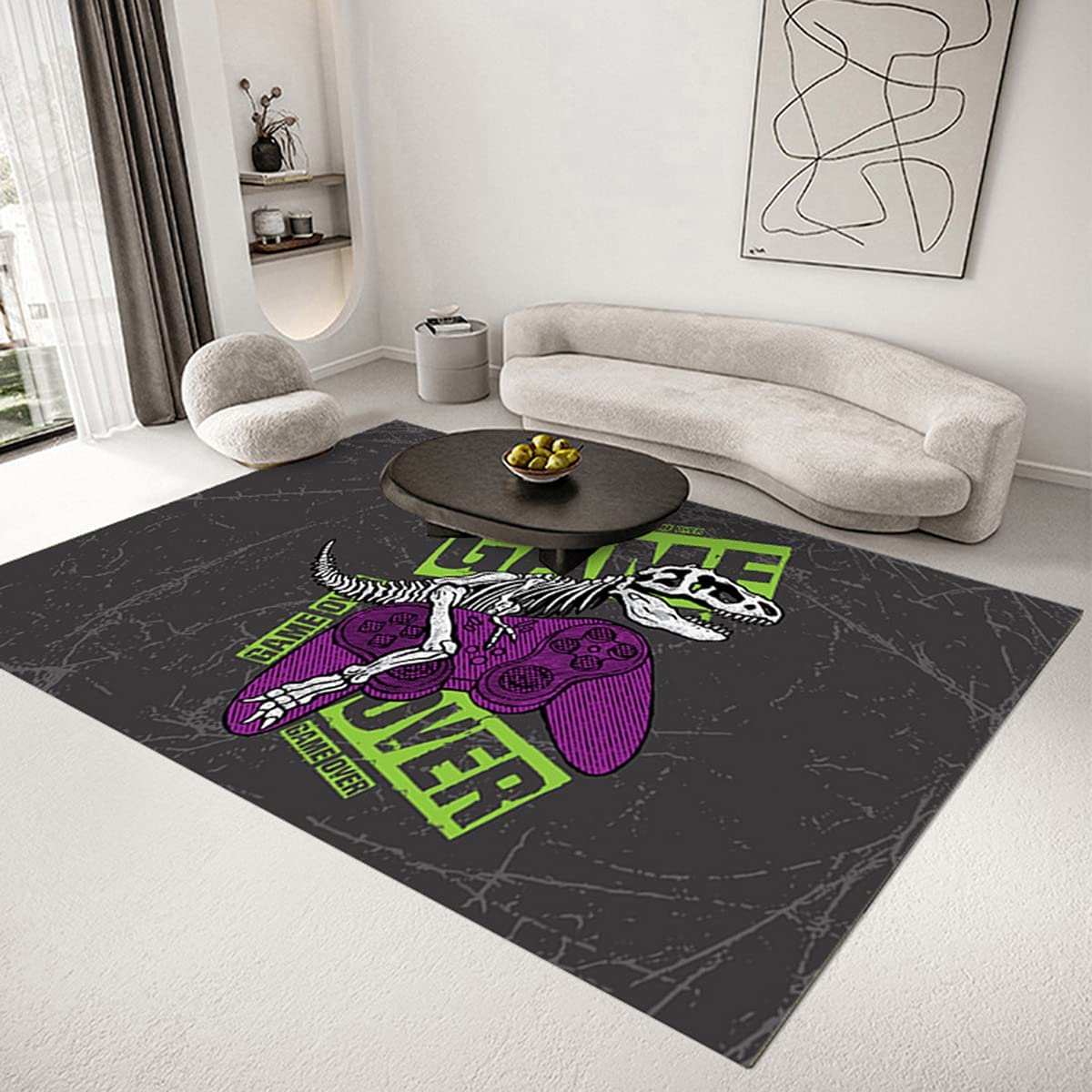 Small Non-Slip Floor Mat - Black Controller Gamepad Carpets for Kids Bedroom/Living Room