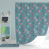 Snail & Floral Shower Curtain | Blue Pink Fabric Bathroom Curtain Set | Home Bathroom Decor