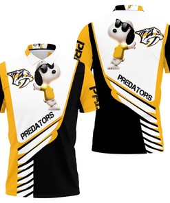 Snoopy Joins the Fan Base with Nashville Predators 3D Polo Shirt All Over Print Shirt 3D T-Shirt