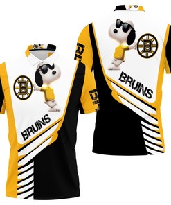 Snoopy Takes a Step into the Hockey World with Boston Bruins in 3D Polo Shirt All Over Print Shirt 3D T-Shirt.
