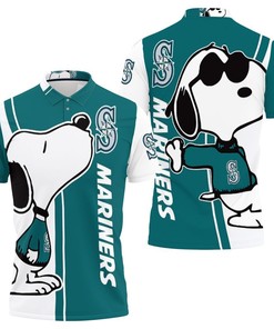 Snoopy and Seattle Mariners 3D All Over Print Polo Shirt with Personalized Design