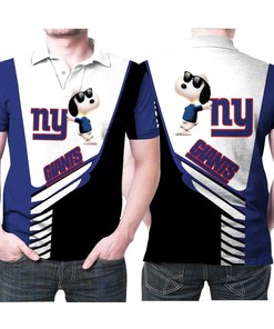 Snoopy leans on the New York Giants logo with this 3D All Over Print Polo Shirt