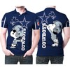 Snoopy supports Dallas Cowboys with his Snoopy lean on NFL logo 3D All Over Print Polo Shirt
