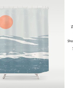 Snow Mountain and Blue Sea Shower Curtain - Waterproof and Washable for Modern Art Bathroom Decor