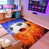 Soccerball Carpets for Kids - Soccer Ball Printed Court Sport Area Rug for Boys Room