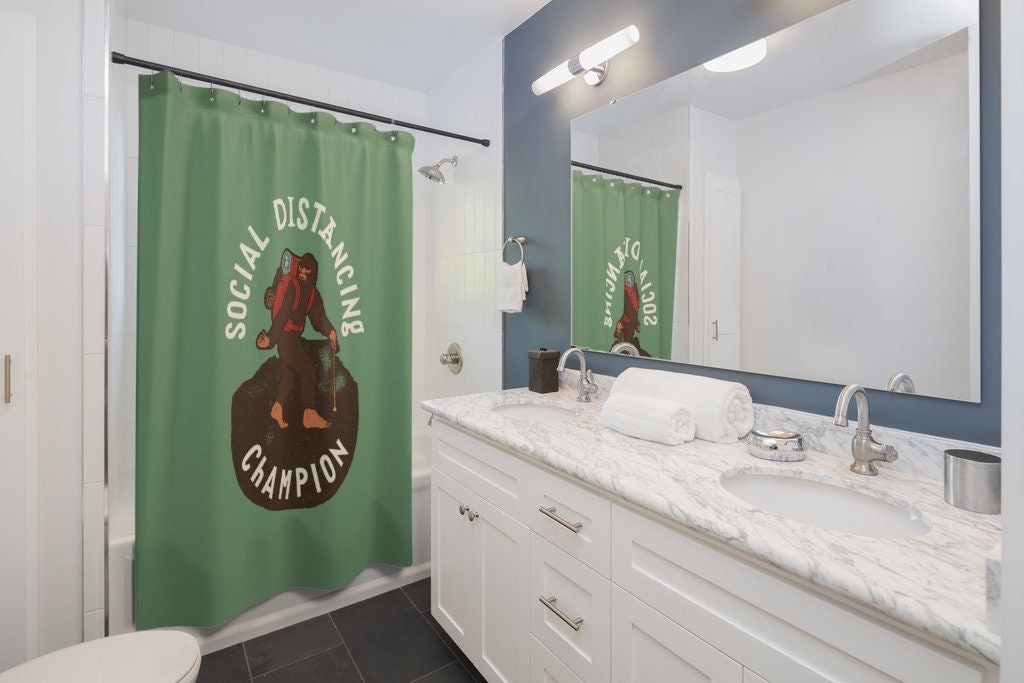 Social Distance in style with this Bigfoot Shower Curtain, The Beast, Sasquatch - Image 2