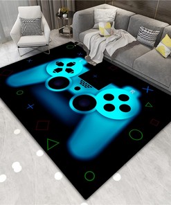 Soft Game Controller Area Rug - Non-Slip Carpet with Unique Gamer Pattern for Living or Bedroom Perfect Home Decor for Gamer Room