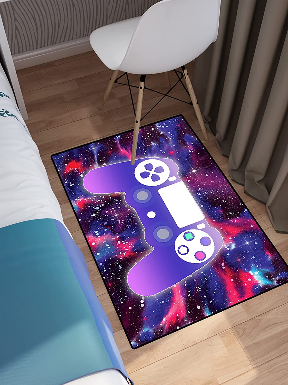 Soft Green Laser Line Gamer Carpet Decor for Dining and Living Room: Comfortable Game Area Rugs