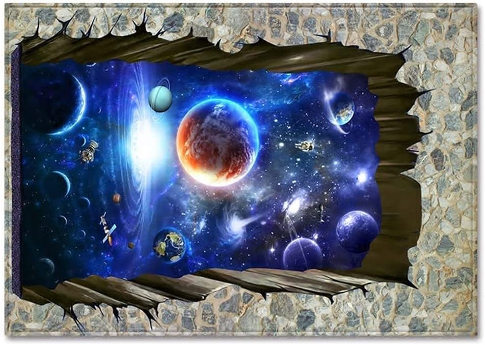 Soft Short Pile Carpet Rug with 3D Optical Illusion Starry Theme Design, Perfect for Designer Living Area - Image 2