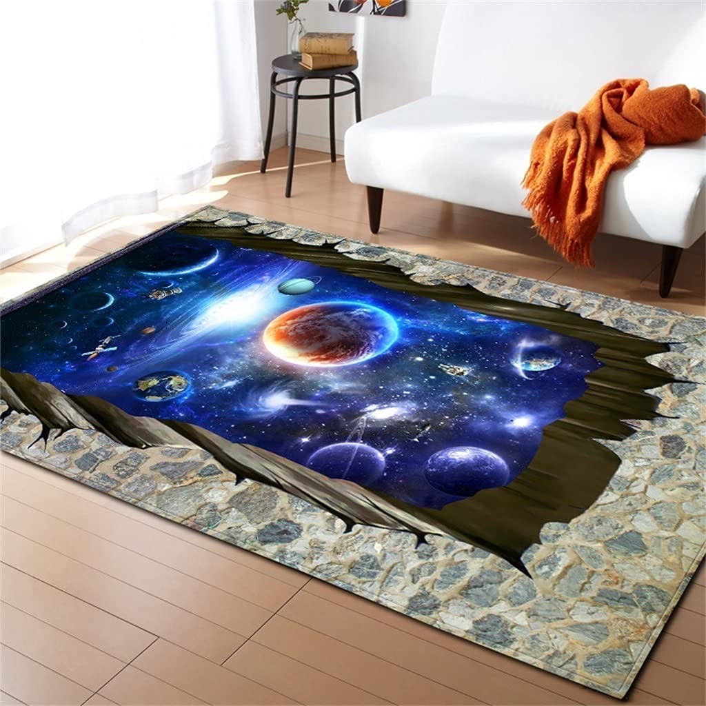 Soft Short Pile Carpet Rug with 3D Optical Illusion Starry Theme Design, Perfect for Designer Living Area - Image 4