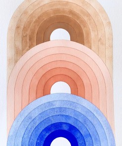 Soft Wool Shag Washable Area Rug - Non-Slip Blue Pink Brown Modern Abstract Art Deco with Style 70s Decor