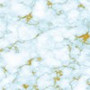 Soft Wool Stain Resistant Blue Gold Marble Abstract Area Rug with 70s Flair for Living Room or Bedroom