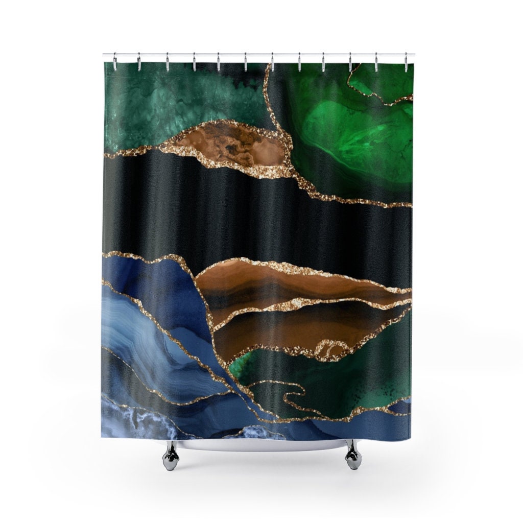 Sophisticated Contemporary Shower Curtain for College Dorm & Bathroom Decor - Bath Curtain and Accessories Included