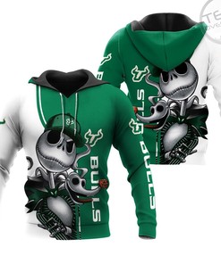 South Florida Bulls 3D Hoodie with Jack Skellington and Zero Print