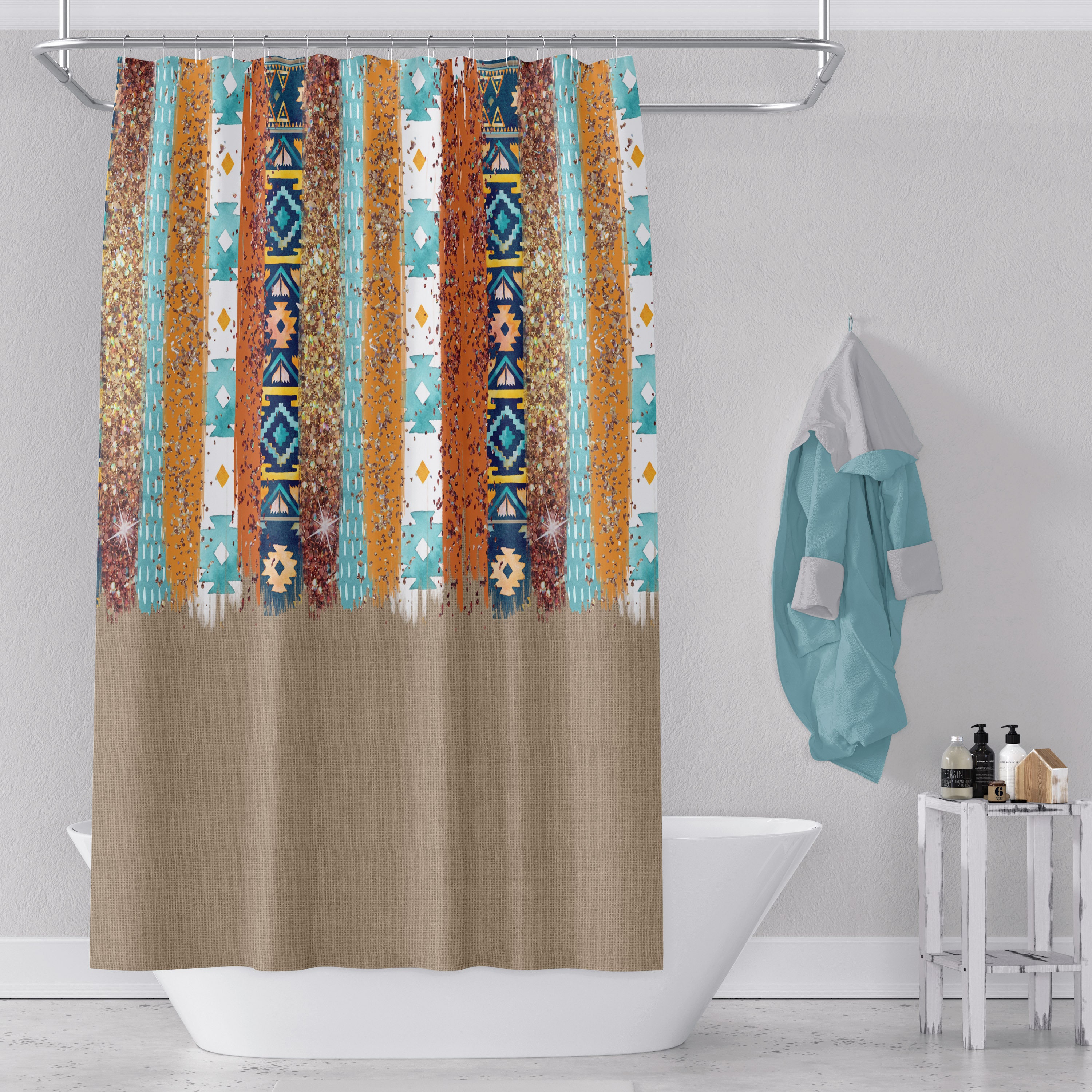 Southwest Fun Shower Curtain with Bath Towel and Mat Build a Set for Your Bathroom - Image 2